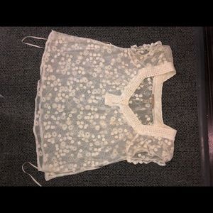 Cream Lace Flower Top